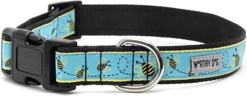 Show full view: The Worthy Dog Busy Bee Dog Collar, Blue, X-Large: 17 to 23-in neck, 1-in wide slide 4 of 4