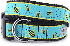 The Worthy Dog Busy Bee Dog Collar, Blue, Large: 14 to 20-in neck, 1-in wide