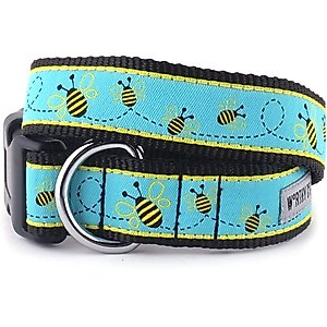 The Worthy Dog Busy Bee Dog Collar, Blue, X-Small: 5 to 11-in neck, 1/2-in wide