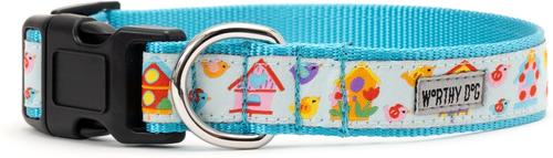 Show full view: The Worthy Dog Birdhouses Dog Collar, Blue, X-Large: 17 to 23-in neck, 1-in wide slide 3 of 5