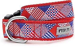 The Worthy Dog Americana Dog Collar, Red/White/Blue, Small: 8 to 14-in neck, 5/8-in wide
