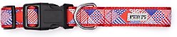 The Worthy Dog Americana Dog Collar, Red/White/Blue, X-Large: 17 to 23-in neck, 1-in wide slide 2 of 3
