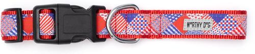 Show full view: The Worthy Dog Americana Dog Collar, Red/White/Blue, X-Small: 5 to 11-in neck, 1/2-in wide slide 2 of 3