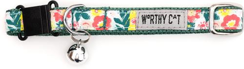 Show full view: The Worthy Dog Spring Bouquet Cat Collar, Green, 9 to 11-in neck, 1/2-in wide slide 2 of 5
