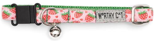 Show full view: The Worthy Dog Strawberries Cat Collar, Pink, 9 to 11-in neck, 1/2-in wide slide 2 of 3