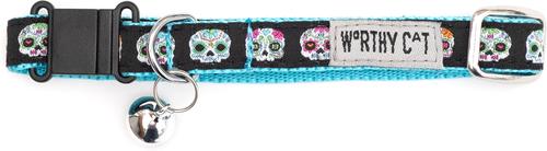 Show full view: The Worthy Dog Skeletons Cat Collar, Black, 9 to 11-in neck, 1/2-in wide slide 3 of 4