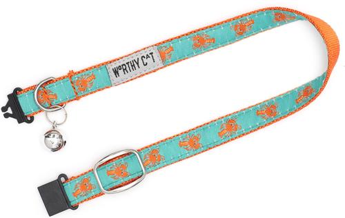 Show full view: The Worthy Dog Lobsters Cat Collar, Teal, 9 to 11-in neck, 1/2-in wide slide 3 of 3