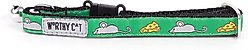 The Worthy Dog Mouse & Cheese Cat Collar, Green, 9 to 11-in neck, 1/2-in wide
