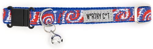 Show full view: The Worthy Dog Kaleidoscope Cat Collar, Red/White/Blue, 9 to 11-in neck, 1/2-in wide slide 2 of 3