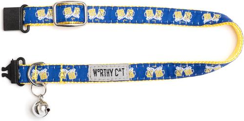 Show full view: The Worthy Dog Cheers Cat Collar, Navy, 9 to 11-in neck, 1/2-in wide slide 4 of 5