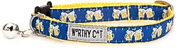 The Worthy Dog Cheers Cat Collar, Navy, 9 to 11-in neck, 1/2-in wide slide 1 of 4