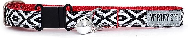 Show full view: The Worthy Dog Kilim Cat Collar, Black/White, 9 to 11-in neck, 1/2-in wide slide 1 of 3