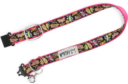 Show full view: The Worthy Dog Floral Paisley Cat Collar, Black, 9 to 11-in neck, 1/2-in wide slide 4 of 4