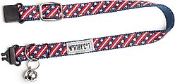 The Worthy Dog Bias Stars & Stripes Cat Collar, Red/White/Blue, 9 to 11-in neck, 1/2-in wide slide 2 of 3