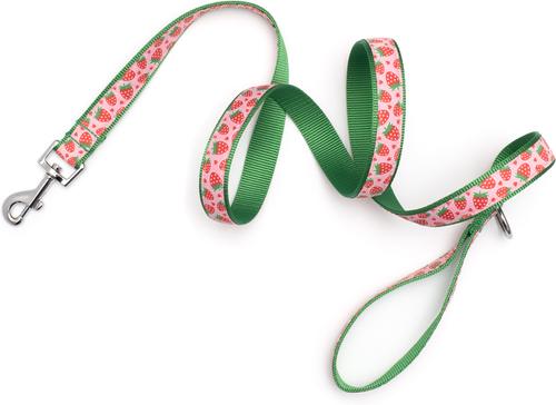 Show full view: The Worthy Dog Strawberries Dog Leash, Pink, Small: 5-ft long, 5/8-in wide slide 3 of 4