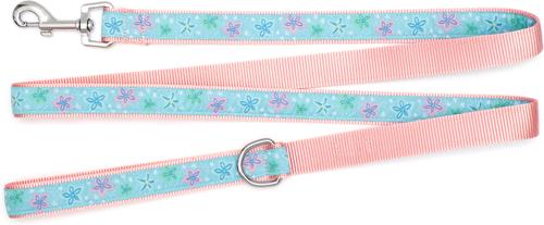 Show full view: The Worthy Dog Starfish Floral Dog Leash, Blue, Large: 5-ft long, 1-in wide slide 2 of 4