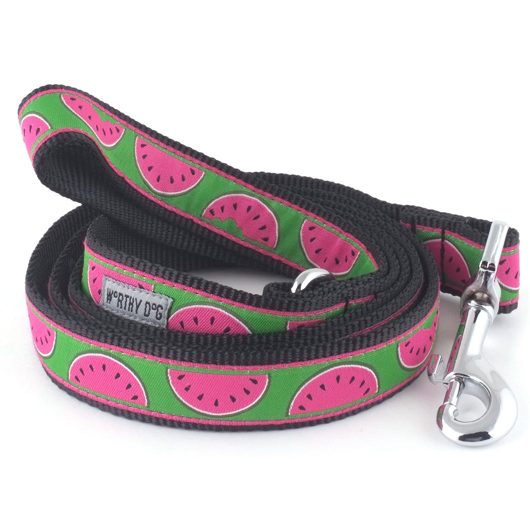 The Worthy Dog Watermelon Dog Leash, Green, Large: 5-ft long, 1-in wide