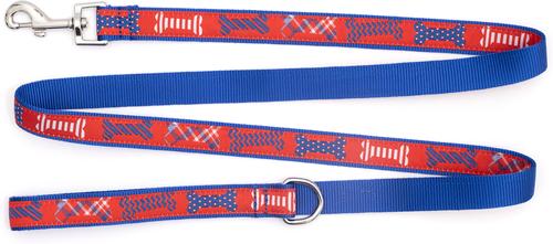 Show full view: The Worthy Dog Preppy Bones Dog Leash, Red/White/Blue, Small: 5-ft long, 5/8-in wide slide 4 of 5