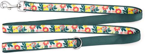 Show full view: The Worthy Dog Spring Bouquet Dog Leash, Green, Large: 5-ft long, 1-in wide slide 3 of 5