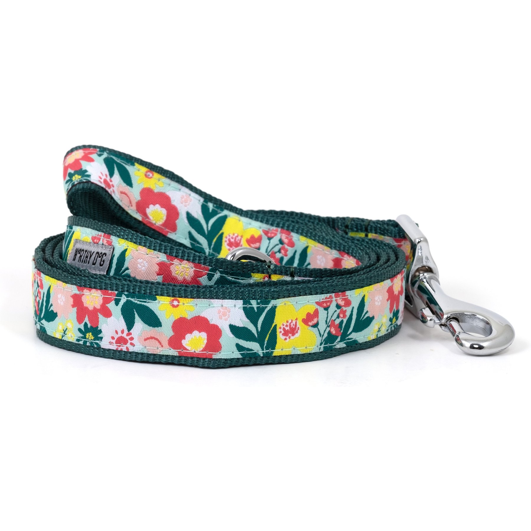 The Worthy Dog Spring Bouquet Dog Leash, Green, Small: 5-ft long, 5/8-in wide