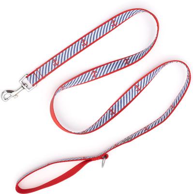 Show full view: The Worthy Dog Navy Stripe Anchors Dog Leash, Navy, Large: 5-ft long, 1-in wide slide 4 of 5