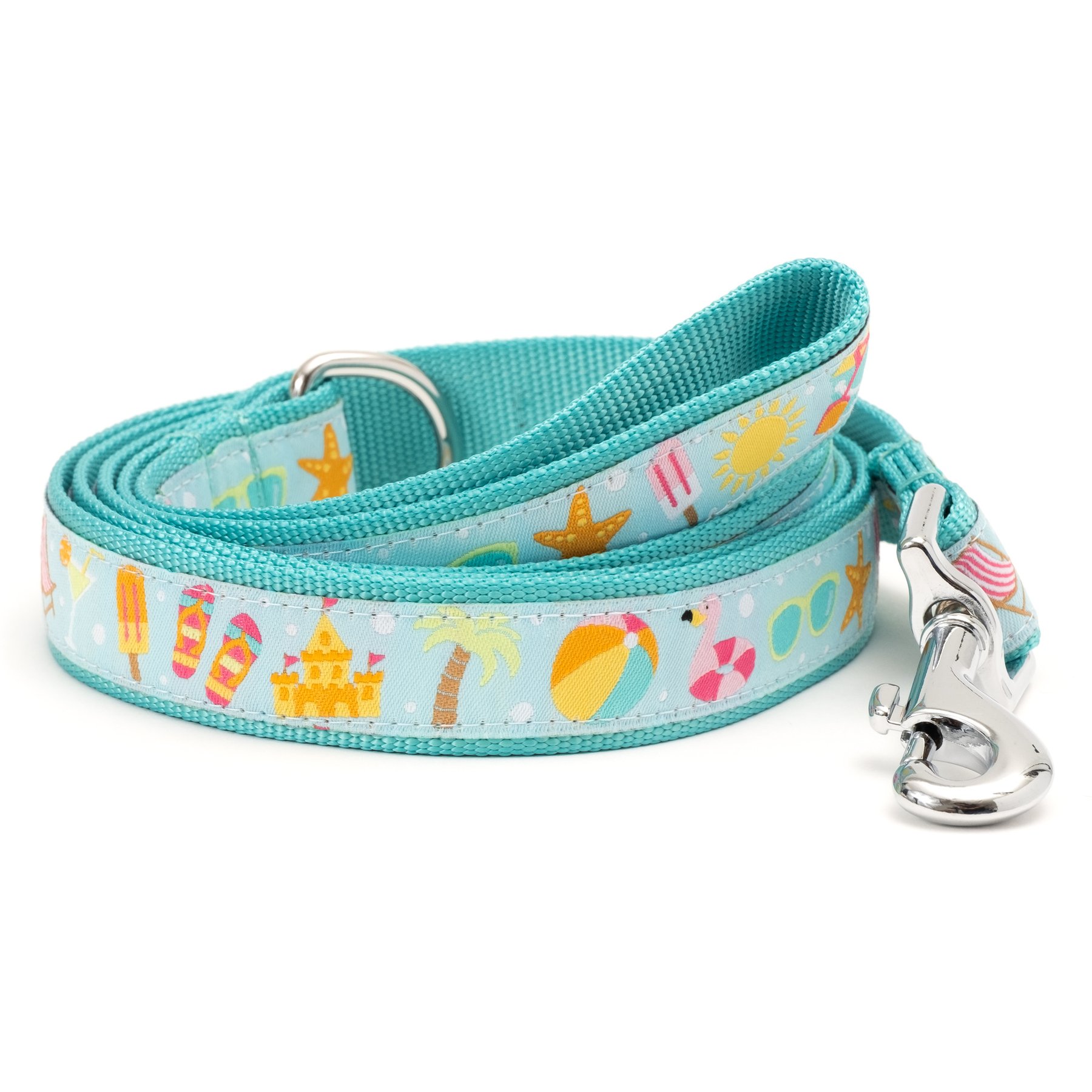 The Worthy Dog Life's a Beach Dog Leash, Mint Green, Large: 5-ft long, 1-in wide