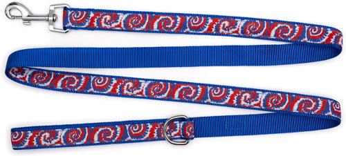 Show full view: The Worthy Dog Kaleidoscope Dog Leash, Red/White/Blue, Small: 5-ft long, 5/8-in wide slide 2 of 4