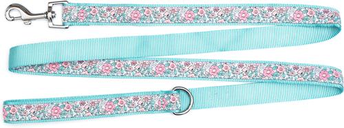 Show full view: The Worthy Dog Garden Party Dog Leash, Pink, Small: 5-ft long, 5/8-in wide slide 3 of 3