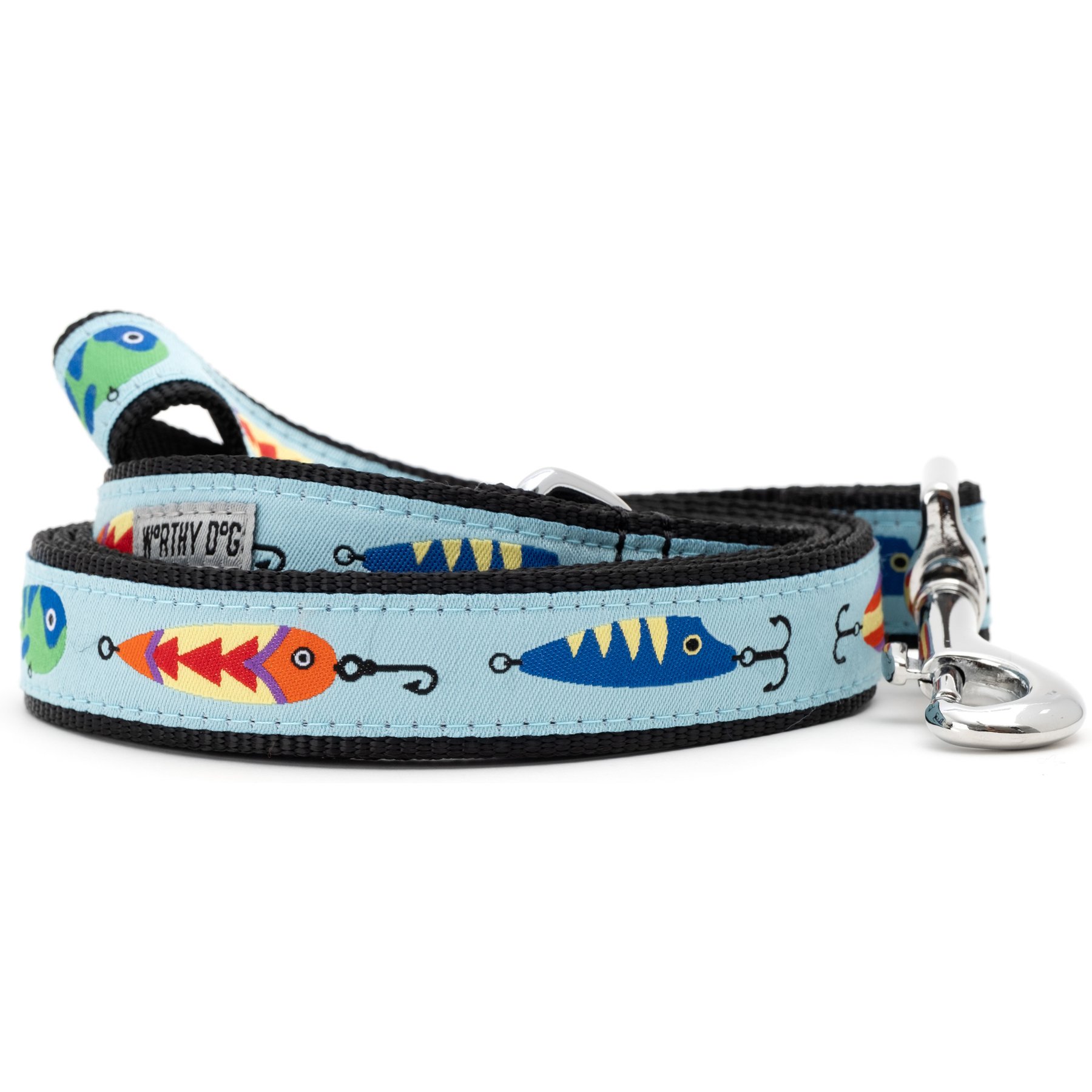 The Worthy Dog Gone Fishin' Dog Leash, Blue, Small: 5-ft long, 5/8-in wide