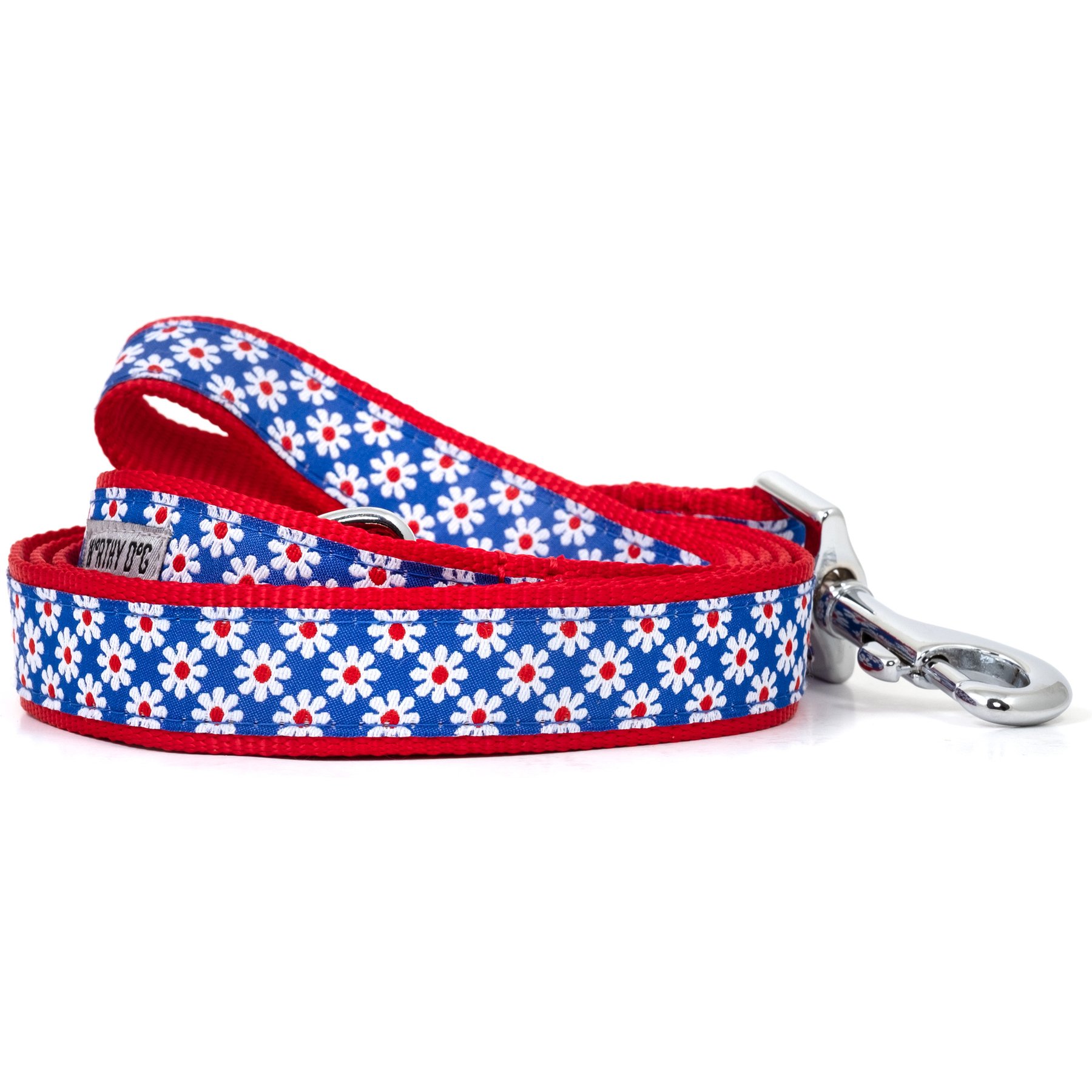 The Worthy Dog Daisies Dog Leash, Navy, Large: 5-ft long, 1-in wide