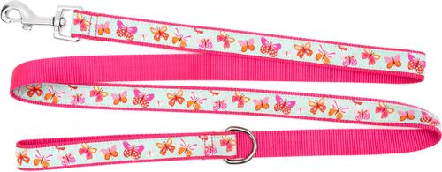 Show full view: The Worthy Dog Butterflies Dog Leash, Pale Blue, Large: 5-ft long, 1-in wide slide 3 of 3