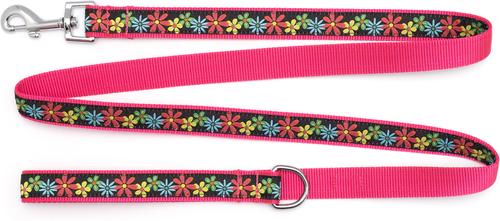Show full view: The Worthy Dog Blossoms Dog Leash, Black, Small: 5-ft long, 5/8-in wide slide 2 of 3