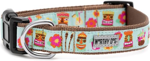 Show full view: The Worthy Dog Tiki Time Dog Collar, Blue, Large: 14 to 20-in neck, 1-in wide slide 2 of 3