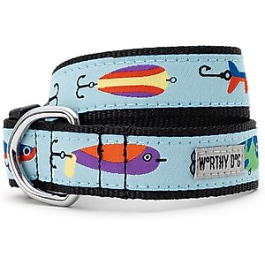 The Worthy Dog Gone Fishin' Dog Collar, Blue, Large: 14 to 20-in neck, 1-in wide