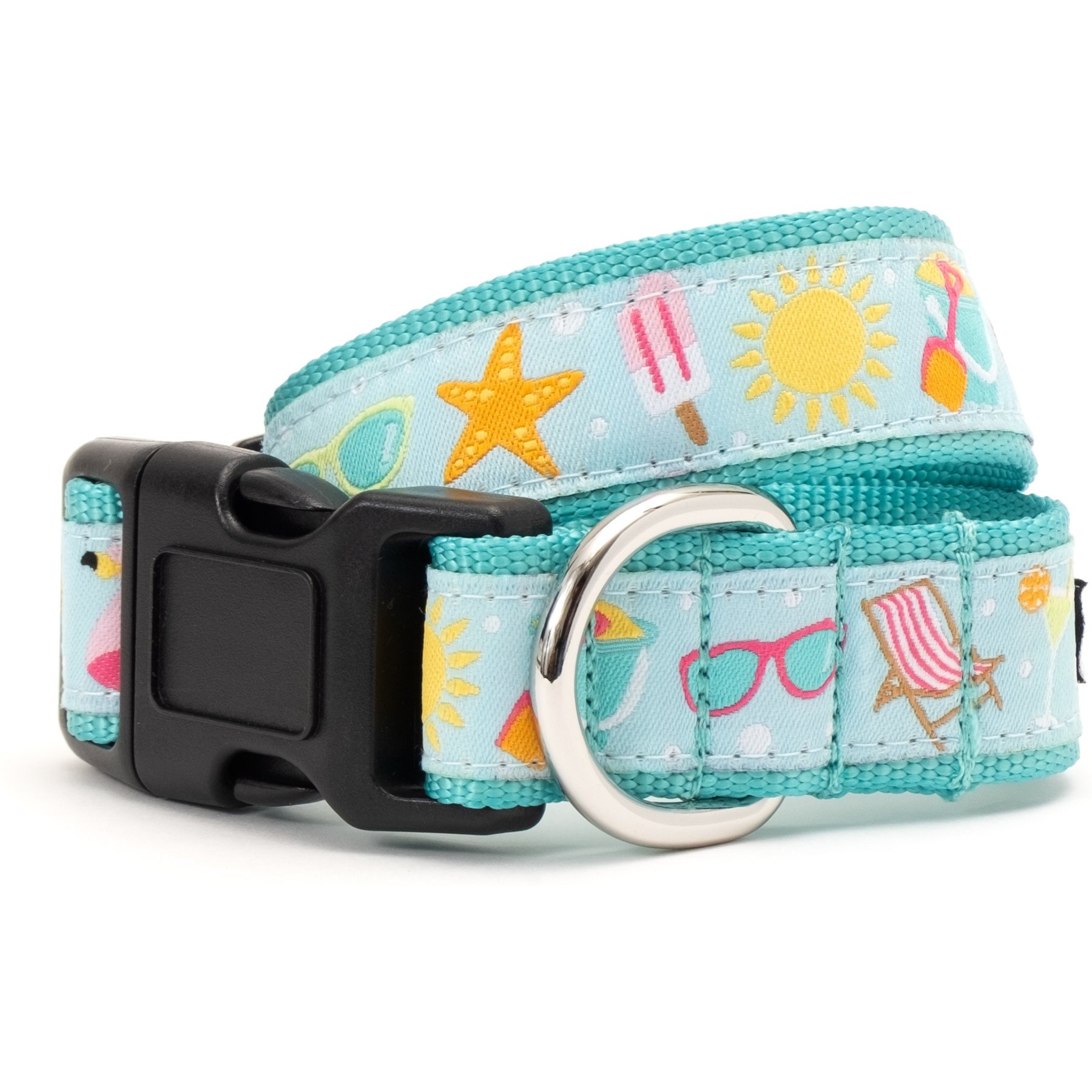 The Worthy Dog Life's a Beach Dog Collar, Mint Green, X-Small: 5 to 11-in neck, 1/2-in wide