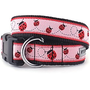 The Worthy Dog Ladybug Dog Collar, Pink, X-Small: 5 to 11-in neck, 1/2-in wide