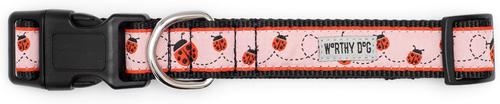 Show full view: The Worthy Dog Ladybug Dog Collar, Pink, Small: 8 to 14-in neck, 5/8-in wide slide 3 of 4