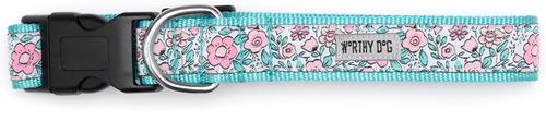 Show full view: The Worthy Dog Garden Party Dog Collar, Pink, Medium: 11 to 17-in neck, 1-in wide slide 4 of 5