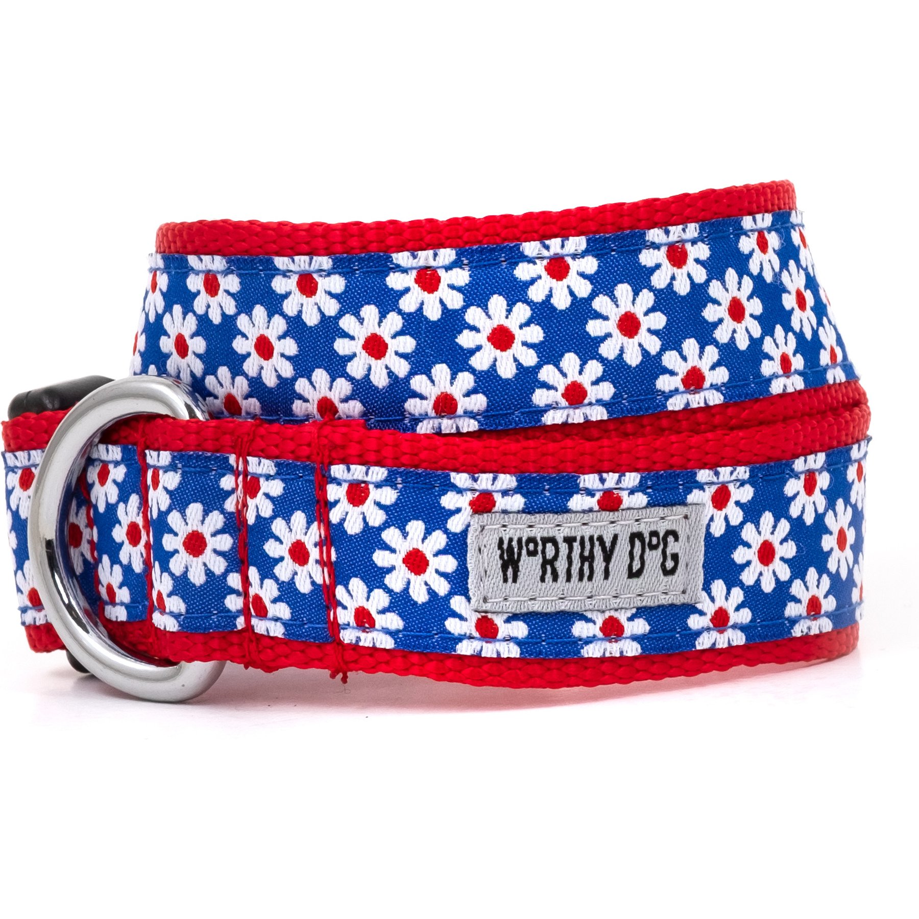 The Worthy Dog Daisies Dog Collar, Navy, X-Small: 5 to 11-in neck, 1/2-in wide