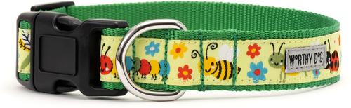 Show full view: The Worthy Dog Bugs Dog Collar, Green, Small: 8 to 14-in neck, 5/8-in wide slide 3 of 5