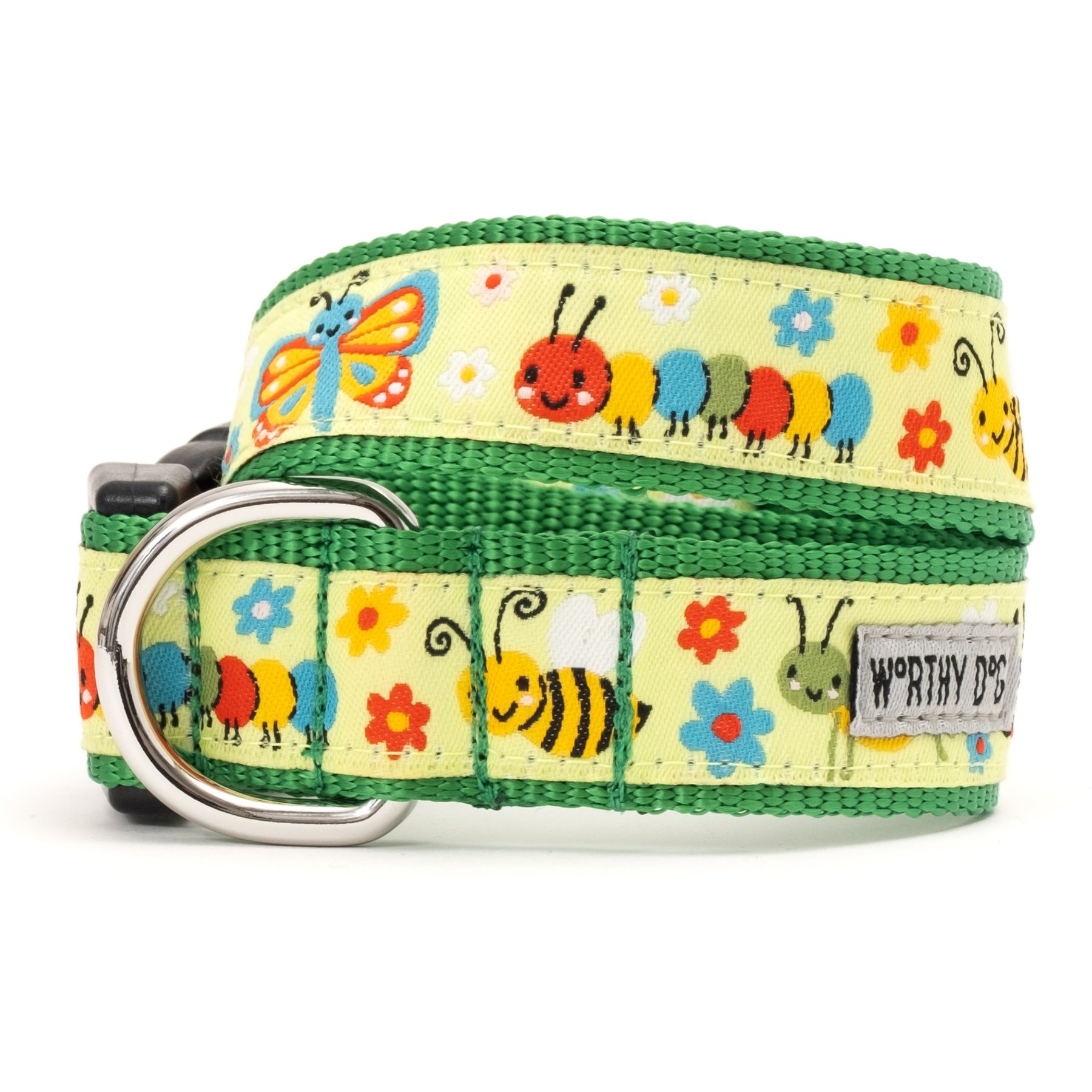 The Worthy Dog Bugs Dog Collar, Green, X-Large: 17 to 23-in neck, 1-in wide