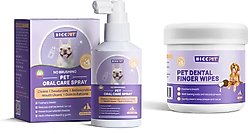 HICC PET Oral Care Dental Spray, 5.1-oz bottle + Finger Glove Cat & Dog Dental Wipes, 50 count