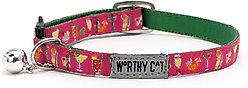 The Worthy Dog Summer Cheer Cat Collar, Fuchsia, 9 to 11-in neck, 1/2-in wide