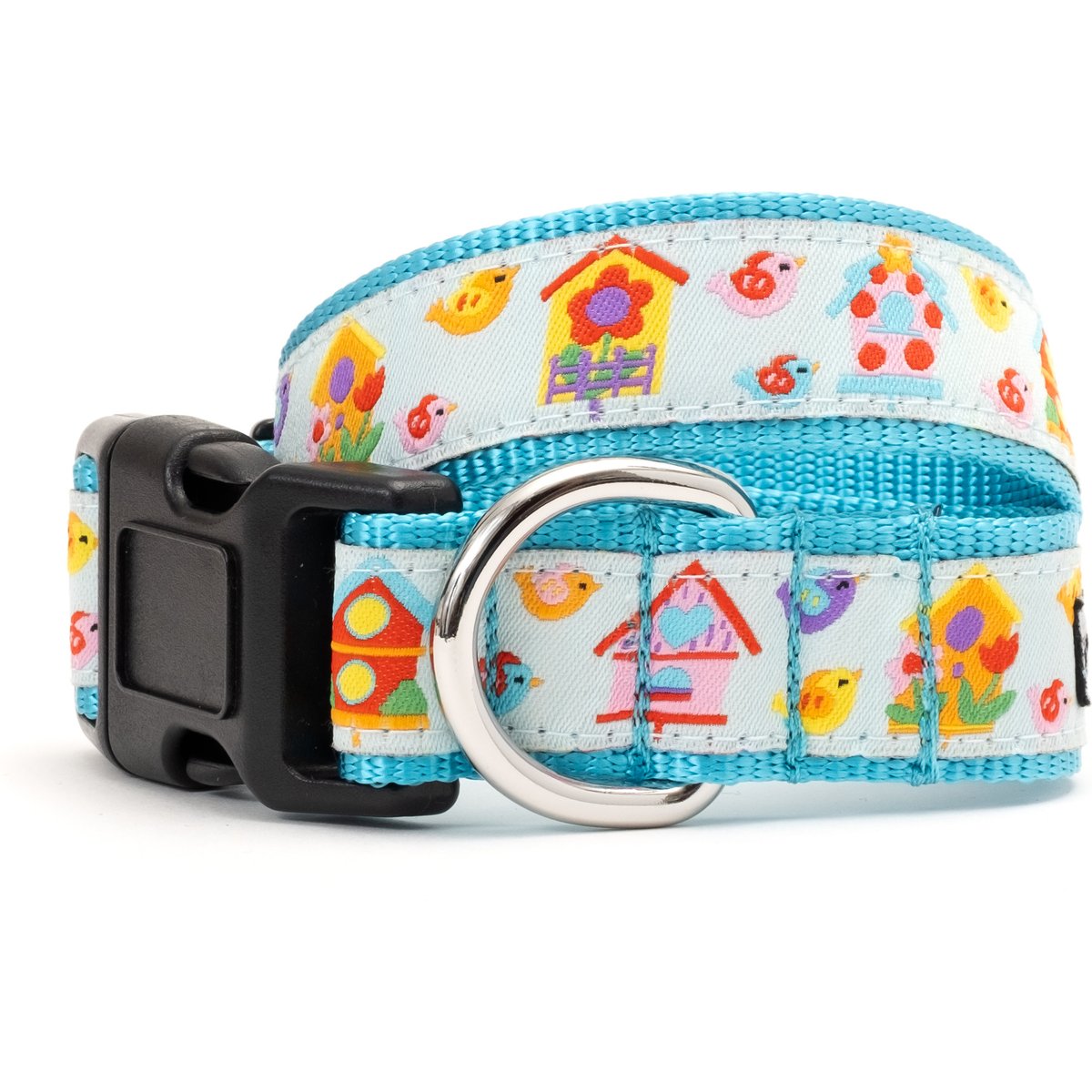 The Worthy Dog Birdhouses Dog Collar, Blue, Small: 8 to 14-in neck, 5/8-in wide