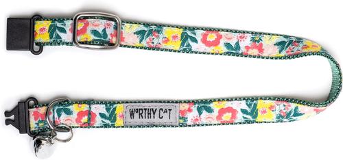 Show full view: The Worthy Dog Spring Bouquet Cat Collar, Green, 9 to 11-in neck, 1/2-in wide slide 3 of 5