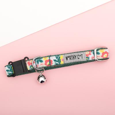 Show full view: The Worthy Dog Spring Bouquet Cat Collar, Green, 9 to 11-in neck, 1/2-in wide slide 4 of 5