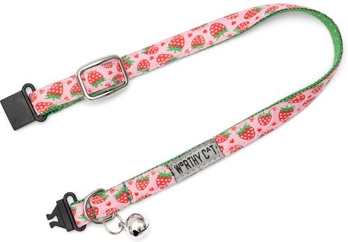 Show full view: The Worthy Dog Strawberries Cat Collar, Pink, 9 to 11-in neck, 1/2-in wide slide 3 of 3