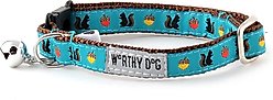 The Worthy Dog Squirrelly Cat Collar, Teal, 9 to 11-in neck, 1/2-in wide