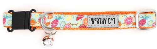 Show full view: The Worthy Dog Tutti Frutti Cat Collar, Blue, 9 to 11-in neck, 1/2-in wide slide 2 of 3