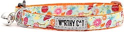 The Worthy Dog Tutti Frutti Cat Collar, Blue, 9 to 11-in neck, 1/2-in wide